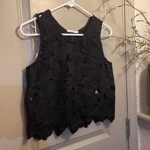 Juniors black boutique lace crop top - Size small- $8